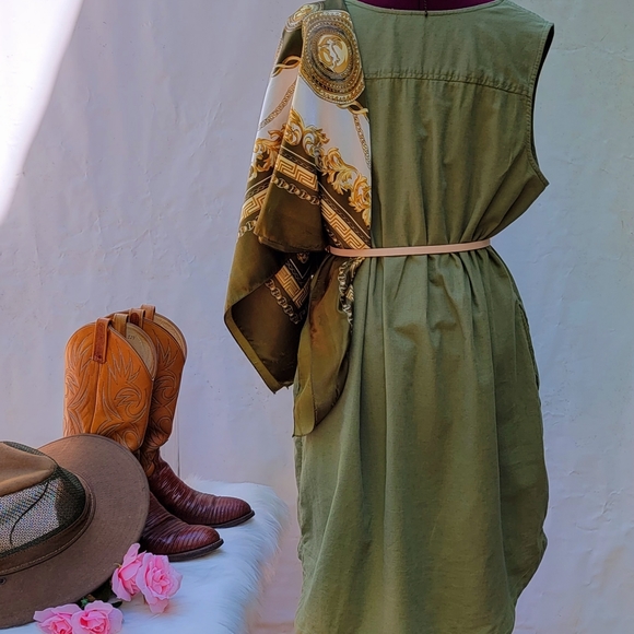 Time & Tru Jumper Dress Women's XL Miniminalist Linen Blend Sleeveless Green - Picture 7 of 16